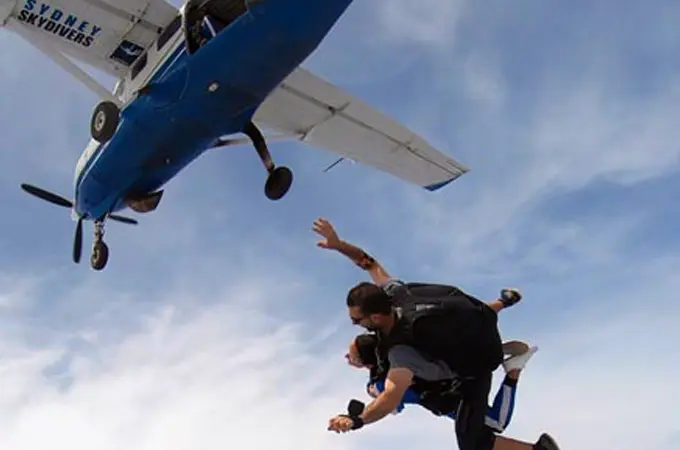 Leaving the plane on a skydive