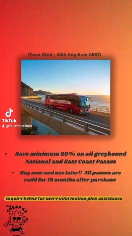 Last few hours of Greyhound super sale.
Ends 8 am tomorrow morning.
Go to cheapaztravel.com to get your passes now.
Buy open dated you have 12 months to activate them